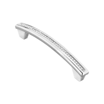 Portofino 3.75 in. Chrome with Channel Set White Crystals Cabinet Hardware Pull - Super Arbor