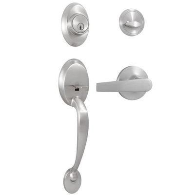 Premiere Essentials Hillcrest Single Cylinder Satin Nickel Door Handleset with Bristol Lever - Super Arbor