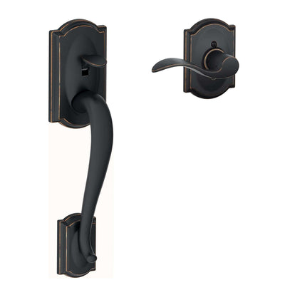 Schlage Camelot Aged Bronze Handleset Right or Left Handed