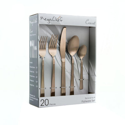 Cravat 20-Piece Matte Rose Stainless Steel Flatware Set (Service for 4) - Super Arbor