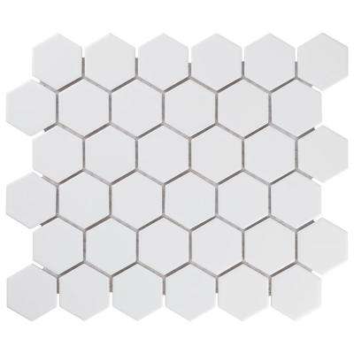 Merola Tile 
    Metro Hex 2 in. Matte White 10-1/2 in. x 11 in. x 6 mm Porcelain Mosaic Tile (8.21 sq. ft. / case) - Super Arbor