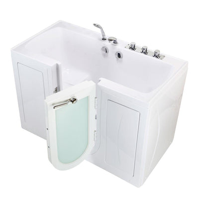 Tub4Two 60 in. Acrylic Walk-In Soaking Bathtub in White Right Outward Door Thermostatic Faucet 2 in. Dual Drain - Super Arbor