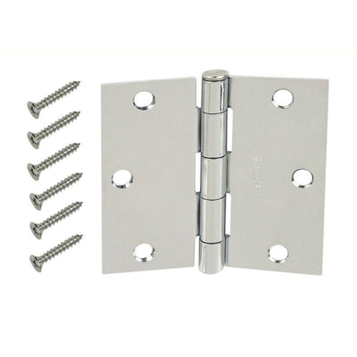 3-1/2 in. Chrome Square Corner Door Hinge - Super Arbor