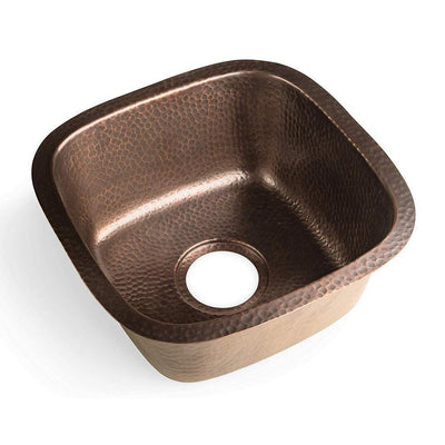 Monarch Dual Mount Pure Copper Hand Hammered 15 in. Atlas Single Bowl Bar Prep/Kitchen Sink - Super Arbor