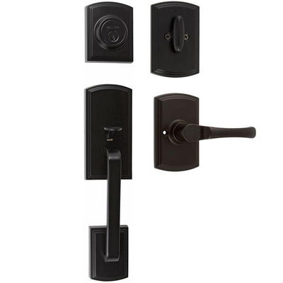 Italian Collection Visconti Single Cylinder Black Door Handleset with Artino Interior - Super Arbor