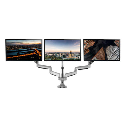 13 in. x 30 in. Silver Triple Arm Monitor Vesa Mount Full Motion Swivel Articulating Gas Springs - Super Arbor