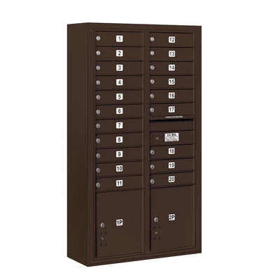 3800 Horizontal Series 20-Compartment with 2-Parcel Locker Surface Mount Mailbox - Super Arbor