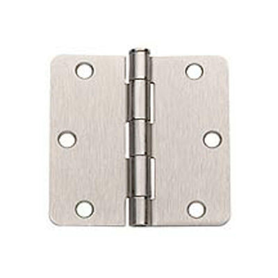 3.5 in. x 3.5 in. Satin Nickel Plain Bearing Steel Hinge with 1/4 in. Radius (Set of 2) - Super Arbor