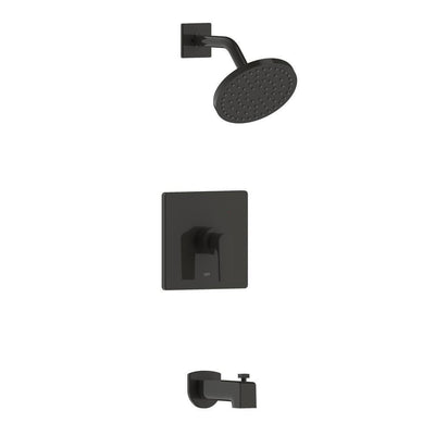 Chatelet Single-Handle 1-Spray Settings Round Tub and Shower Faucet Set in Matte Black with Valve Included - Super Arbor