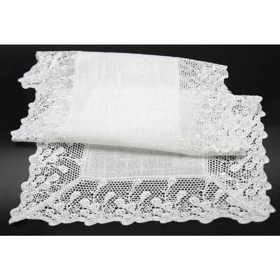 16 in. x 36 in. Garden Trellece Lace Trim Table Runner, White - Super Arbor