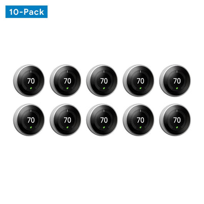 Nest Learning Thermostat 3rd Gen in Stainless Steel 10-pack - Super Arbor