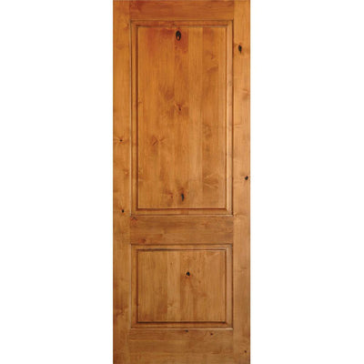 32 in. x 80 in. Rustic Knotty Alder 2-Panel Square Top Solid Wood Stainable Interior Door Slab - Super Arbor