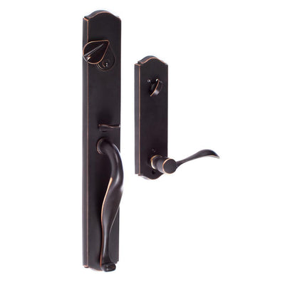 Wasatch Vintage Bronze Single-Cylinder Keyed Entrance Leverset with Deadbolt and Sandstone Lever, Left-Handed - Super Arbor