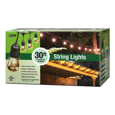 30 ft. 10-Socket Incandescent Indoor and Outdoor String Light Set - Super Arbor