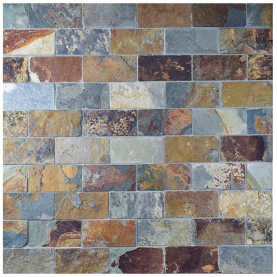 Merola Tile Crag Subway Sunset 11-3/4 in. x 11-3/4 in. x 10 mm Slate Mosaic Tile - Super Arbor