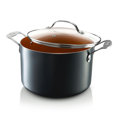 7 Qt. Aluminum Non-Stick Ti-Ceramic Stock Pot with Glass Lid - Super Arbor