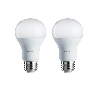 Philips 100-Watt Equivalent A19 Non-Dimmable Energy Saving LED Light Bulb Soft White (2700K) (2-Pack) - Super Arbor