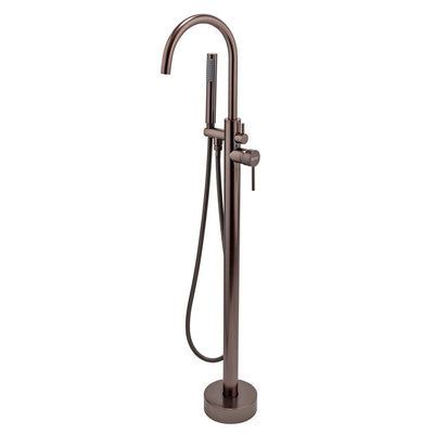 2-Handle 45.47 in. Freestanding Floor Mount Tub Faucet Bathtub Filler with Hand Shower in Brushed Bronze - Super Arbor