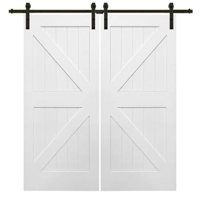 72 in. x 84 in. Primed K-Plank MDF Sliding Barn Door with Hardware Kit - Super Arbor