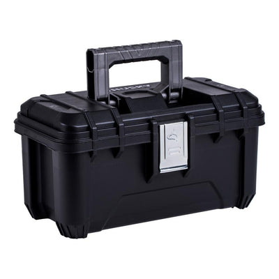 22 in. Plastic Portable Tool Box with Metal Latches in Black - Super Arbor