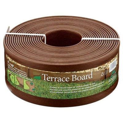 Terrace Board 5 in. x 40 ft. Brown Landscape Lawn Edging with Stakes - Super Arbor