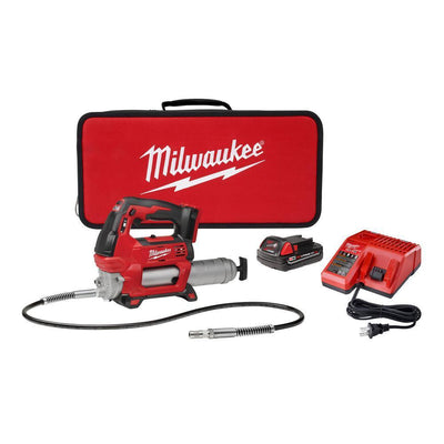 M18 18-Volt Lithium-Ion Cordless Grease Gun 2-Speed with (1) 1.5Ah Batteries, Charger, Tool Bag - Super Arbor