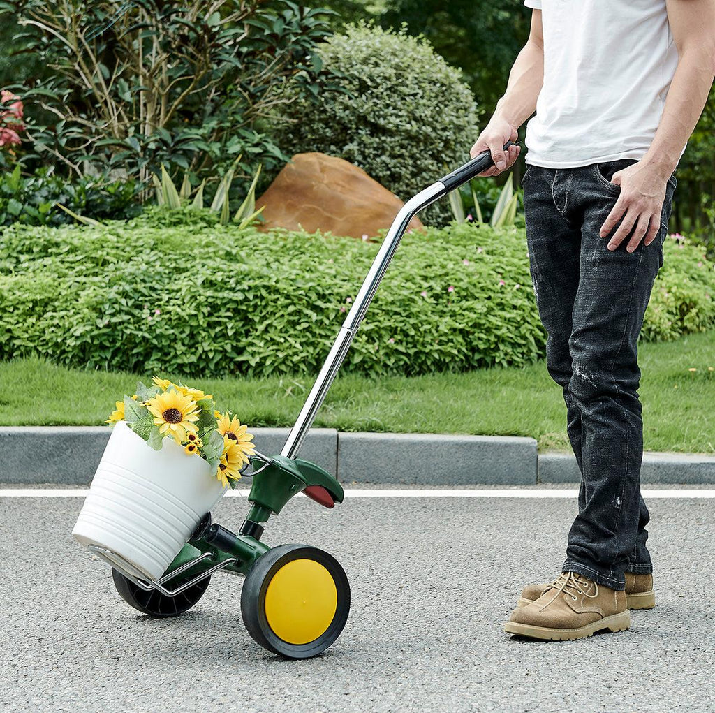 Xtremepowerus Potted Plant Dolly with Flat Free Wheels Potted Plant Mover for Garden Potted Flower Trees, Green, Size: 30 in
