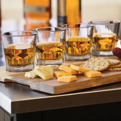 Craft Spirits 5.5 oz. Whiskey Flight Glass Set with Wood Carrier (4-Pack) - Super Arbor