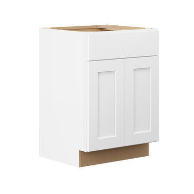 Shaker Ready To Assemble 24 in. W x 34.5 in. H x 21 in. D x Plywood Vanity Sink Base Kitchen Cabinet in Denver White