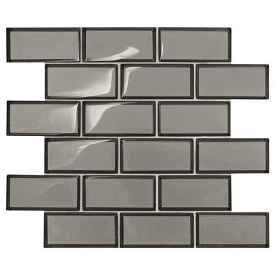 Daltile Premier Accents Smoke Gray Brick Joint 11 in. x 13 in. x 8 mm Glass Mosaic Wall Tile (0.956 sq. ft. / piece) - Super Arbor