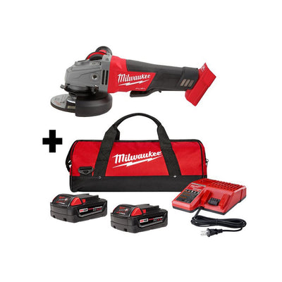 M18 FUEL 18-Volt Lithium-Ion Brushless Cordless 4-1/2 in./5 in. Grinder Kit with Paddle Switch with Two 4.0 Ah Batteries - Super Arbor