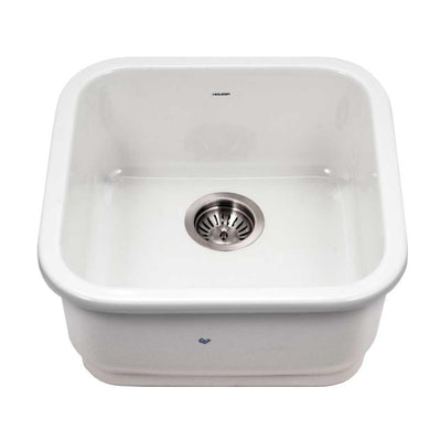 Platus Undermount Fireclay 19 in. Single Bowl Bar Sink in White with Square Basin - Super Arbor