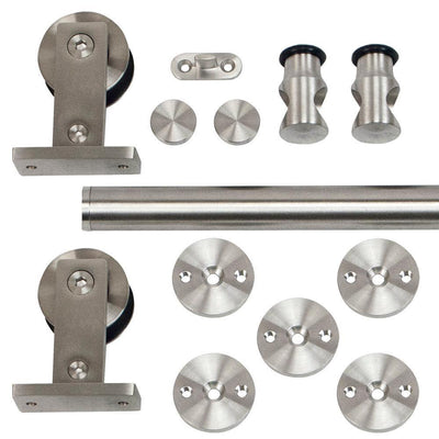 96 in. Stainless Steel Top Mount Rolling Door Hardware Kit for Wood Doors - Super Arbor