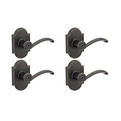 Austin Venetian Bronze Privacy Bed/Bath Door Lever (4-Pack) - Super Arbor