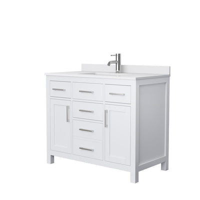 Beckett 42 in. W x 22 in. D Single Vanity in White with Cultured Marble Vanity Top in White with White Basin - Super Arbor