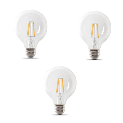 Feit Electric 40-Watt Equivalent G25 Dimmable Filament ENERGY STAR Clear Glass LED Light Bulb, Soft White (3-Pack) - Super Arbor