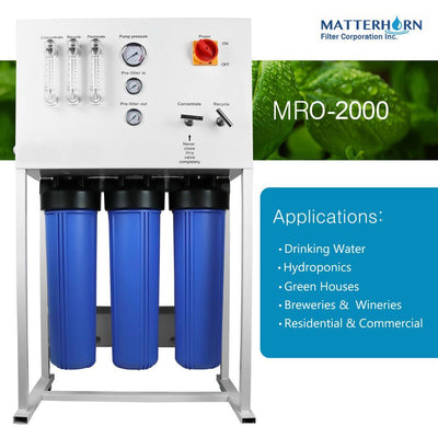 Commercial Reverse Osmosis System for Drinking Water and Hydroponics Applications, 2,000 GPD - Super Arbor