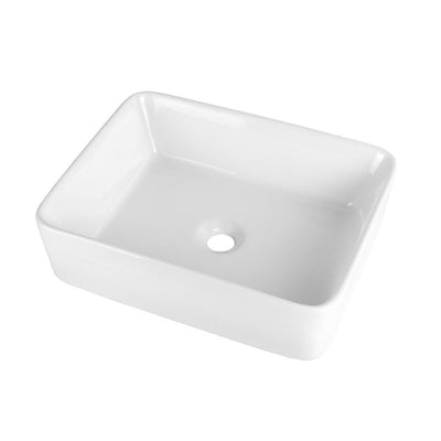 Vessel Vanity Sink Art Basin 21 in. x 13.5 in. Bathroom Rectangle Above in White Porcelain Ceramic - Super Arbor