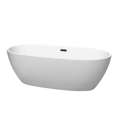 Juno 71 in. Acrylic Flatbottom Bathtub in Matte White with Matte Black Trim - Super Arbor