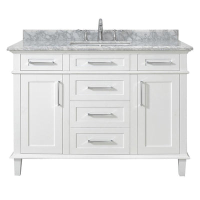 Sonoma 48 in. W x 22 in. D Vanity in White with Carrara Marble Top with White Sinks - Super Arbor