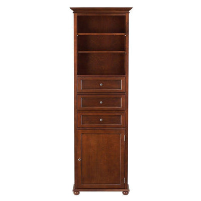 Hampton Harbor 22 in. W x 10 in. D x 67-1/2 in. H Linen Cabinet in Sequoia - Super Arbor