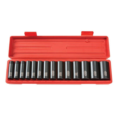 1/2 in. Drive 3/8 - 1-1/4 in. 12-Point Deep Impact Socket Set (14-Piece) - Super Arbor