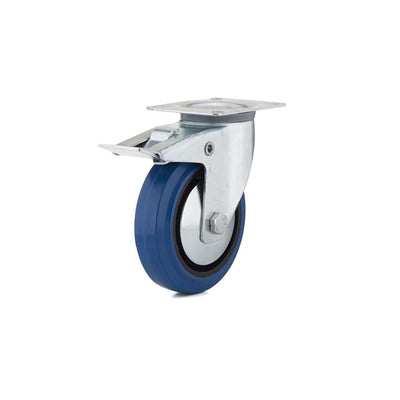 5 in. Heavy-Duty Blue Elastic Rubber Swivel Caster - Super Arbor