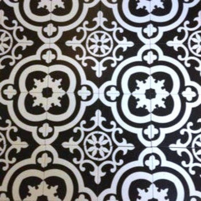 Cementina Black and White 8-in x 8-in Glazed Ceramic Encaustic Floor and Wall Tile (0.43-sq. ft/ Piece)