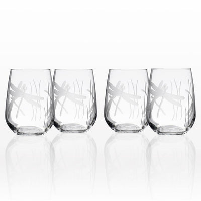 Dragonfly 17 oz. Clear Stemless Wine Glass (Set of 4) - Super Arbor