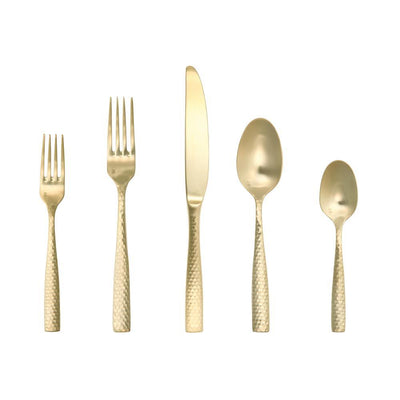 5-Piece SS Titan PVD Lucca Faceted Brushed Gold Place Setting (Service for 1) - Super Arbor