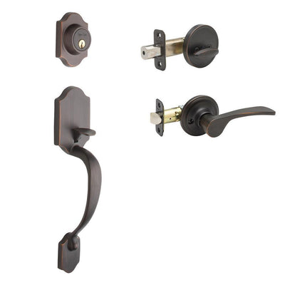 Soft Contemporary Tuscan Bronze Door Handleset with Left Hand Scandinavian Lever Trim - Super Arbor