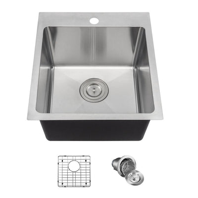 Drop-in Stainless Steel 17 in. 1-Hole Single Bowl Kitchen Sink - Super Arbor