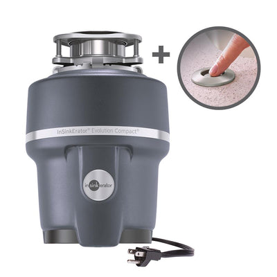 InSinkErator Evolution Compact 3/4 HP Continuous Feed Garbage Disposal with Power Cord and SinkTop Switch