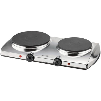 1440W 2-Burner 7.5 in. Silver Electric Hot Plate - Super Arbor